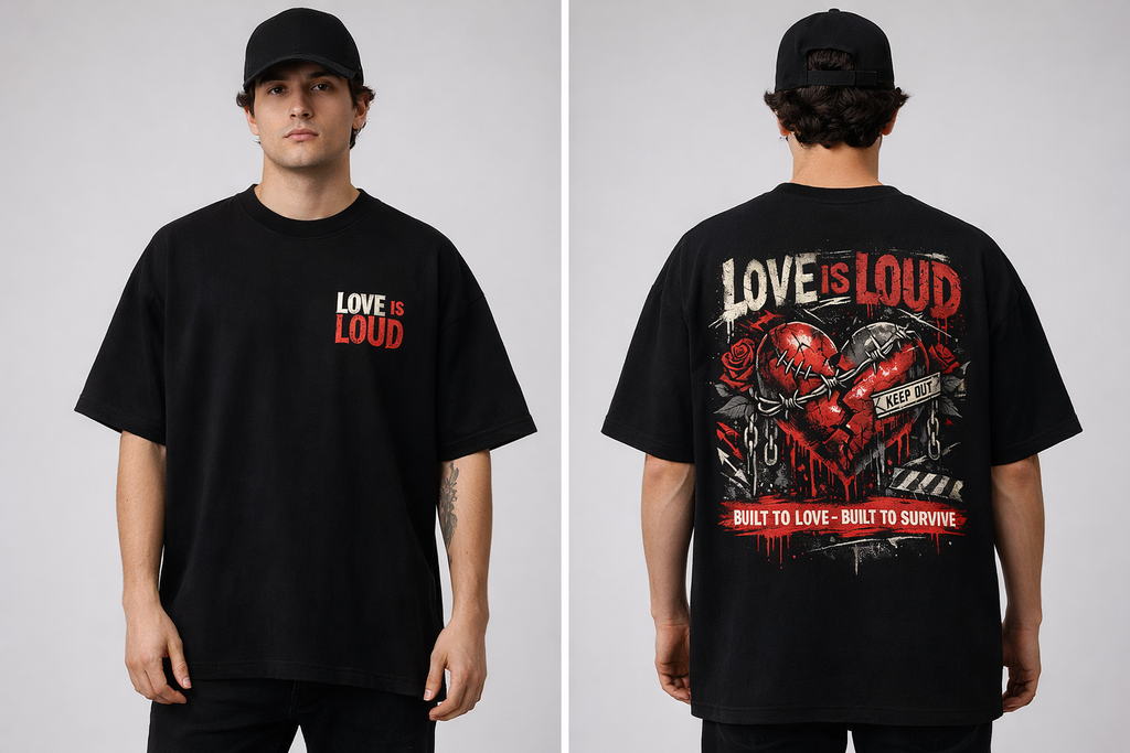 Love Is Loud Oversized Black T-Shirt – Streetwear Edition