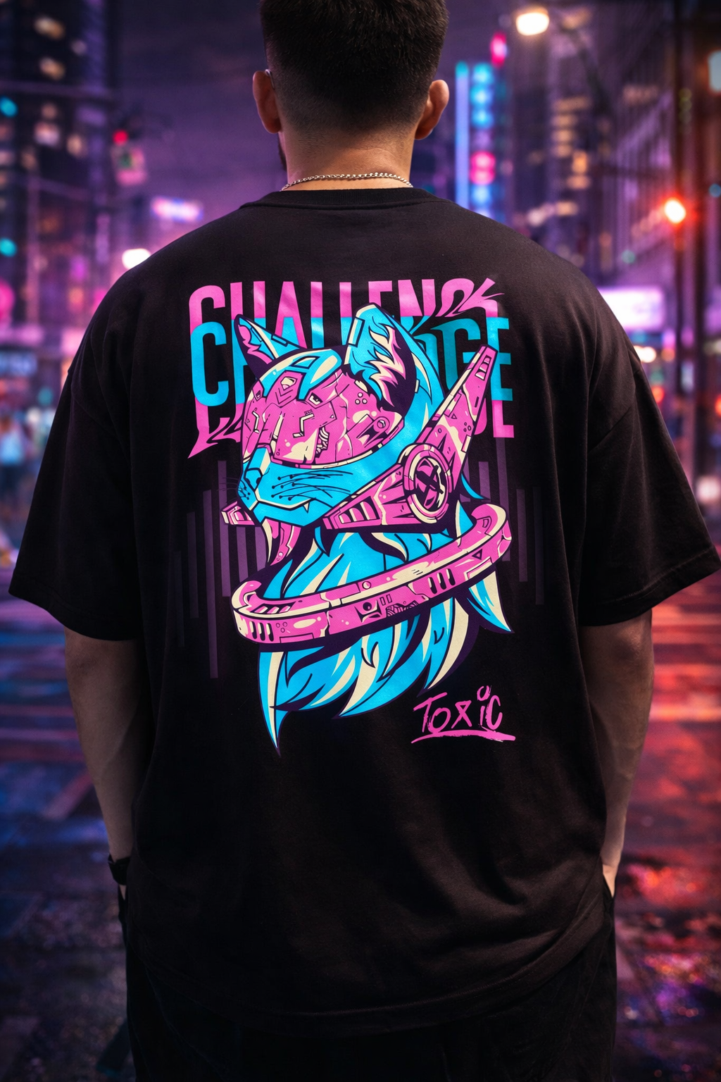 CYBER FOX : TOXIC CHALLENGE – Oversized Streetwear T-Shirt