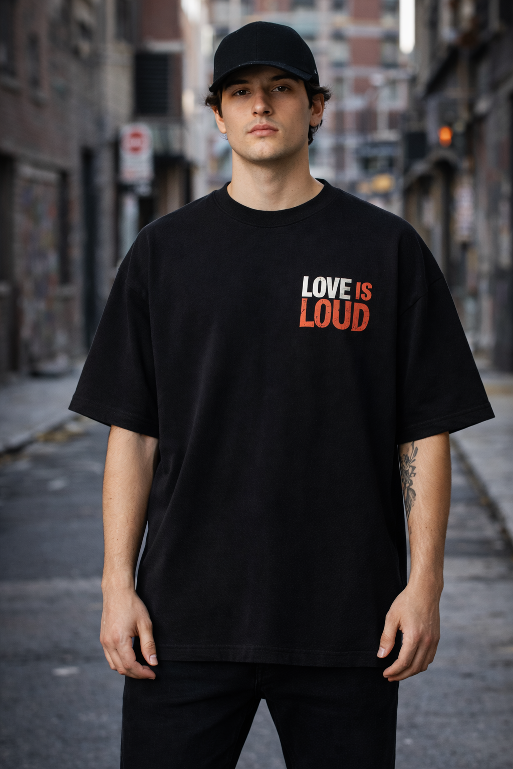 Love Is Loud Oversized Black T-Shirt – Streetwear Edition