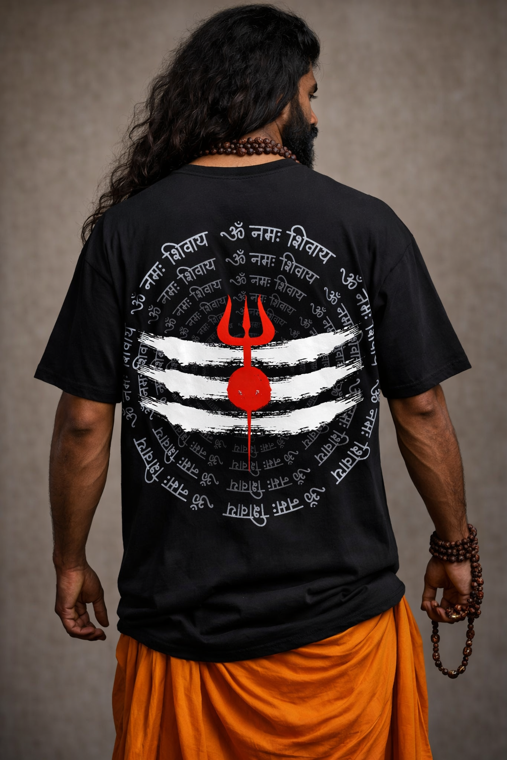 Rudra Backfire – Mahadev Trishul Oversized Black T-Shirt | Spiritual Streetwear Shiva Back Print Tee