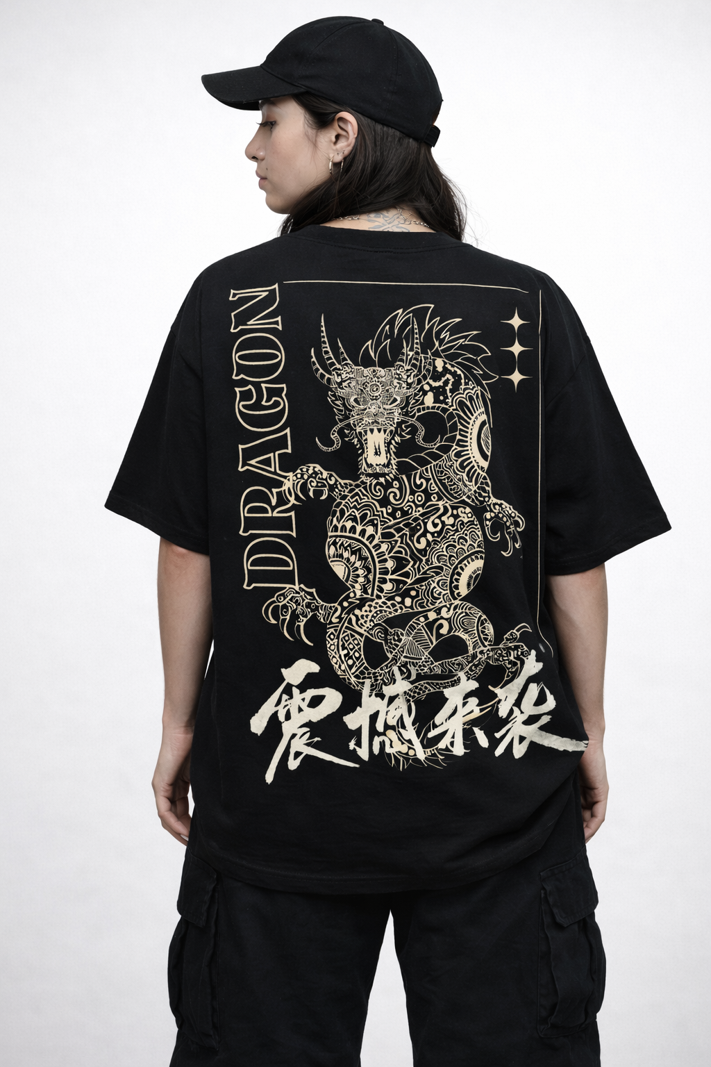 Dragon Rage Oversized T-Shirt – Japanese Streetwear Back Print Graphic Tee